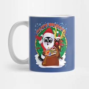 Happy Holidays Zapped Kat Santa and Rudolph by Swoot Mug